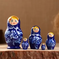 Матрёшка дерево «Гжель», синее платье, 5 кукольная, 10 см Матрёшка дерево «Гжель», синее платье, 5 кукольная, 10 см