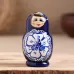 Матрёшка дерево «Гжель», синее платье, 5 кукольная, 9.5-11 см
