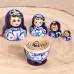 Матрёшка дерево «Гжель», синее платье, 5 кукольная, 9.5-11 см