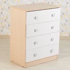 Комод c 4 ящиками Polini kids Simple, 604×380×792 мм, дуб пастельный-белый Комод c 4 ящиками Polini kids Simple, 604×380×792 мм, дуб пастельный-белый
