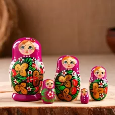 Матрёшка дерево «Божья коровка», фиолетовый платок, 5 кукольная, 9-11 см Матрёшка дерево «Божья коровка», фиолетовый платок, 5 кукольная, 9-11 см