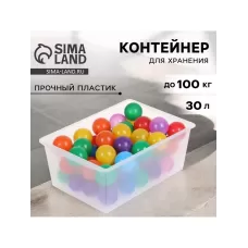 Контейнер универсальный для хранения с крышкой, объём 30 л, цвет прозрачно-матовый Контейнер универсальный для хранения с крышкой, объём 30 л, цвет прозрачно-матовый