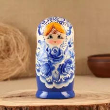 Матрёшка дерево «Гжель», синее платье, 5 кукольная, 18 см Матрёшка дерево «Гжель», синее платье, 5 кукольная, 18 см