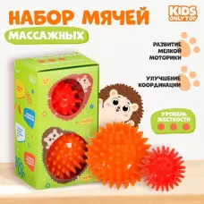 Набор массажных мячей ONLYTOP «Ёжики»: 2 шт., d=4.5, d=5.5 см, МИКС Набор массажных мячей ONLYTOP «Ёжики»: 2 шт., d=4.5, d=5.5 см, МИКС