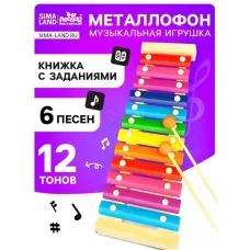 Металлофон музыкальная игрушка «Весёлые песни», 12 тонов, карточки с песнями Металлофон музыкальная игрушка «Весёлые песни», 12 тонов, карточки с песнями