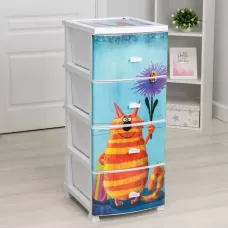 Комод 4-х секционный «Декор. Кот», 38.5×47×95 см, белый Комод 4-х секционный «Декор. Кот», 38.5×47×95 см, белый