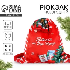 Рюкзак - мешок детский новогодний «Посылка от Деда Мороза», 35×30 см Рюкзак - мешок детский новогодний «Посылка от Деда Мороза», 35×30 см