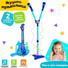 Игрушка музыкальная гитара «Играй и пой», с двойным микрофоном, звуковые эффекты Игрушка музыкальная гитара «Играй и пой», с двойным микрофоном, звуковые эффекты