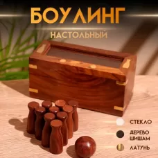 Игра настольная «Боулинг», 15×6×7 см, дерево шишам Игра настольная «Боулинг», 15×6×7 см, дерево шишам