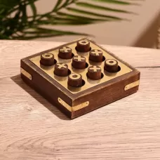 Игра настольная «Крестики-нолики», 10×10 см, дерево шишам, латунь Игра настольная «Крестики-нолики», 10×10 см, дерево шишам, латунь