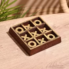 Игра настольная «Крестики-нолики», 13×13 см, дерево шишам, латунь Игра настольная «Крестики-нолики», 13×13 см, дерево шишам, латунь