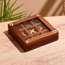 Игра настольная «Крестики-нолики», 13×13 см, манговое дерево, латунь Игра настольная «Крестики-нолики», 13×13 см, манговое дерево, латунь