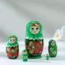 Матрёшка дерево «Божья коровка», зелёное платье, 5 кукольная, 10-12 см Матрёшка дерево «Божья коровка», зелёное платье, 5 кукольная, 10-12 см