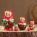 Матрёшка дерево «Божья коровка», красный платок, 5 кукольная, 9-11 см Матрёшка дерево «Божья коровка», красный платок, 5 кукольная, 9-11 см