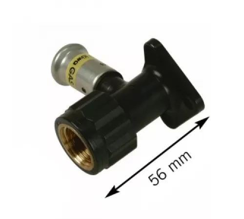 Водорозетка ВР c черной заглушкой BP04 1/2", ПВДФ пресс (газ), 16x1/2" (56 мм)