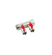 Коллектор 1" с красными шаровыми кранами, 3/4"НР под евроконус, 1" - 2xEK14,16,18,20
