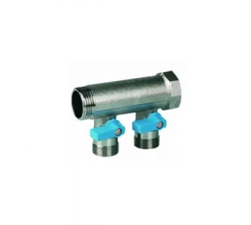 Коллектор 1" с синими шаровыми кранами, 3/4"НР под евроконус, 1" - 2xEK14,16,18,20